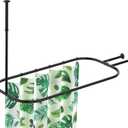 PrettyHome Shower Curtain Rod Hoop Square Shape Bathroom Heavy Duty No Rust Oval Shower Rod 58.3"x24" for Clawfoot Tub,for Free Standing Tubs Black