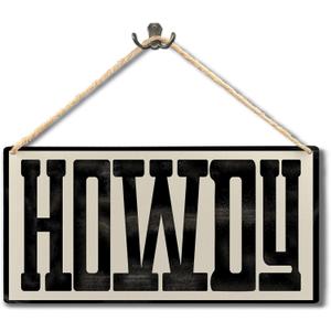 Howdy Sign - Trendy Funky Wall Art, Boho Western Wall Decor, Cowboy Wall Decor, Living Room Decor, 11.8x5.9 Inch Wall Pediment (black)