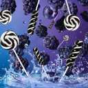 3 x Black Swirl Lollipops 32 PK, Twisty & Swirl Individually Wrapped Lollipops Sucker Candy Bulk, Candy Birthday, Halloween Suckers Lollipops Snacks, Trick or Treat, Candy Buffet Blackberry Flavor (EXP 06/14/27)