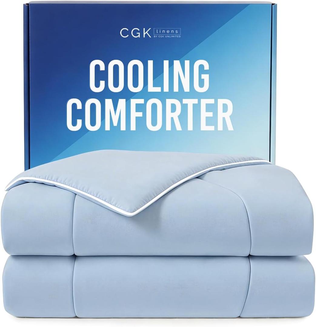 Cooling Comforter Twin/Twin XL Size - Cooling Blanket for Hot Sleepers and Night Sweats - Summer Comforter for Twin/Twin XL Size Beds - Soft, Breathable Cold Blanket for Sleeping - 60x90 (Sky Blue)