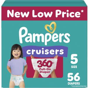 Pampers Diapers - Cruisers 360 - Size 5, 56 Count, Babyproof up to 100% Leakproof Pull-On Diaper