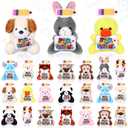 36 Pcs Back to School Mini Plush Animals First Day of School Stuffed Animal Keychains Bulk Small Plush Keychains with Pencil and Sign for Gift Party Favors Supplies Filler