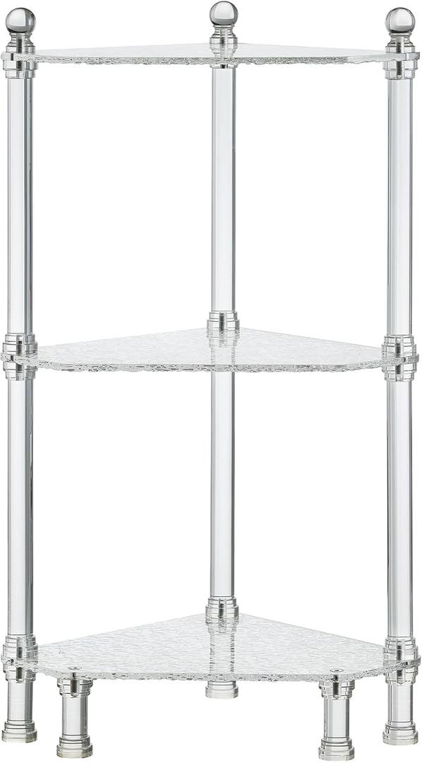 Acrylic Corner Shower Shelf  3 Tier Triangle Standing Caddy for Inside Shower, Bathroom, Living Room  12" D x 12" W x 29" H