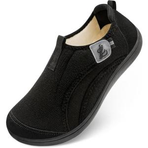 LeIsfIt Mens Slippers Wide House Shoes Adjustable Diabetic Slippers Warm Soft House Slipper for Swollen Edema Feet Indoor Outdoor Warm Shoes (Black, 11 Wide)