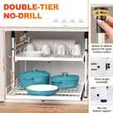 Hisencn Expandable 2-Tier Pull Out Cabinet Organizer, 13"-21" Wide Slide-Out Drawers (White)