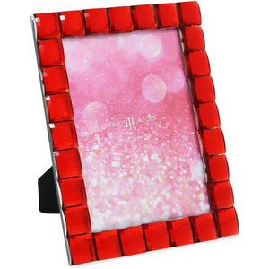 Isaac Jacobs Decorative Sparkling Red Jewel Picture Frame, Photo Display & Home Dcor (5x7, Red)