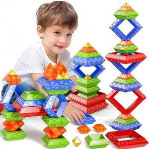 Doloowee 30 Pcs Montessori Stacking Building Blocks Toys, Preschool Educational Learning Toys for Toddlers 1-3 3-5, for Boys Girls