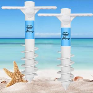 AMMSUN Beach Umbrella Sand Anchor Heavy Duty Outdoor Umbrellas Base with 5 Spiral Screw Universal One Size Fits Most Beach Umbrella Safe Umbrella Holder Stand Ideal for Strong Winds White (2, White)
