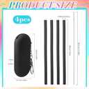 Meanplan 4 Sets Cruise Ship Essentials,4 Set Silicone Straws with Case Reusable Silicone Portable Drinking Straw Set for Party Travel Cold or Hot with 4 Carry Case, 4 Cleaning Brushes (Black)