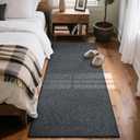FinRec 2x6 Washable Runner Rugs for Kitchen Hallway Bedroom, Low Pile Thin Rug Solid Color, Non-Slip Carpet Indoor for Home Decor (Grey)