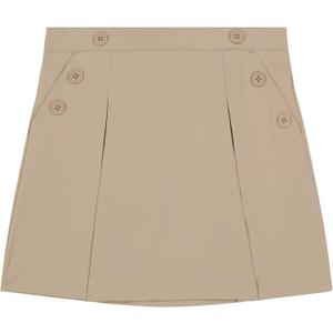 Nautica Girls' School Uniform Pull-on Scooter Skirt with Undershorts, Poplin Style with Button Pockets (5, Khaki)