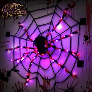Christmas Decorations,4.5 ft Christmas Spider, Giant Spider, Haunted House Decorations,5.7ft Spider Web,58 LED Lights,8 Lighting Modes,8 Wall Mounted Traceless Adhesives, Battery Operated