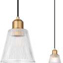 Pendant Light Kitchen Island, Modern Pendant Light Fixture with 5.8mm Thick Glass Shade, Adjustable Gold Hanging Light Fixture for Kitchen Sink, Dining Room, Entryway, 1 Pack