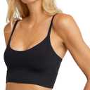 Maidenform Women's M Seamless Crop Tank Wireless Bralette, Long-Line Cropped Pullover Bra (Large, Black)