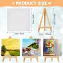 32 Pack 4 x 4 Inch Mini Canvases with Easel Sets for Painting Small Art Stretched Canvases Panels Pack with Wood Display Easel for Kids Classroom Crafts Operation Christmas Gifts Items