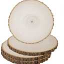 Prsildan 4 Pack Large Wood Circle Slices, 8 to 10 Inches DIY Unfinished Wood Table Centerpieces, Natural Rustic Round Crafts for Indoor Christmas Wedding Party Dcor
