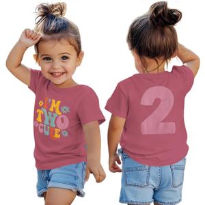 KEKEMI Birthday Shirt for Toddler Girl IM Two Cute Birthday Girl T-Shirt 2T B-Day Party Outfit Short Sleeve Tee Tops Clothes