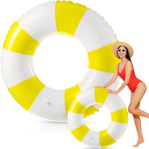 1 Pcs Jumbo Pool Floats 30 Inch Swimming Ring Striped Pool Rings Inflatable Tube Pool Tube for Adult Swimming Pool Summer Beach Bachelorette Wedding Party Decor