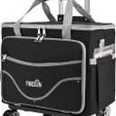 Rolling Tote Bag for Women Teacher Bag Rolling Cart Briefcase with Wheels Carry on Wheeled Bag for Work,Office,Craft Black