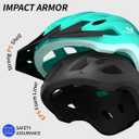 Veltuno Bike Helmet for Adults, Lightweight Mountain Bicycle Helmet with USB Rechargeable LED Rear Light, Removable Sun Visor for Women, Men, Suitable for Cycling and Commuting (Cyan, Medium)