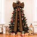 Knitgrip 20 x 71 Inches Christmas Extra Large Velvet Bows Christmas Tree Topper Decor Giant Xmas Tree Toppers Bows for Home Wreath Wall Backdrop Birthday Wedding Party Decorations(Brown)