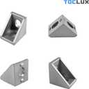 20 Sets Silver 2020 Corner Bracket Kit for 2020 & 2040 Aluminum Extrusion Rail - Brackets, M5 Sliding T-Nuts & Hex Screws, Ball-End Hex Wrench for 20 Series 6mm T Slot Extruded Aluminum Hardware