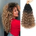 New Gogo Curl Crochet Hair Pre Looped 8 Packs Pre Twisted Curly Crochet Hair for Black Women Beach Curl Wave Crochet Synthetic Hair Extensions (14Inch 1B/27#)