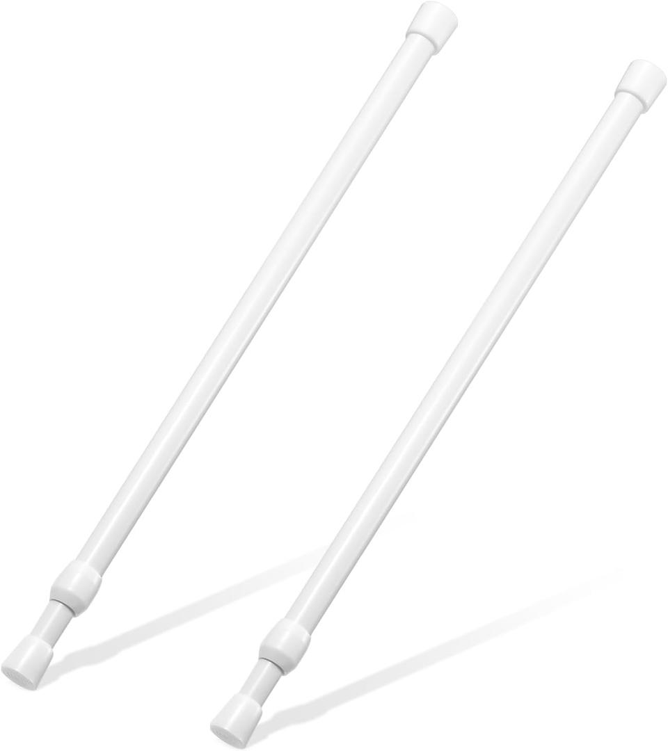 Tension Rod 16 to 28 Inch, Goowin Small Tension Rod, 5/8" Diameter No Drilling Expandable Short Tension Rods Spring Rods, Tension Rods for Closet, Cupboard, Hanging Clothes, 2 Pack, White