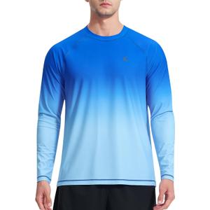 Men's UPF 50+ Rash Guard UV Sun Protection Long Sleeve Swim Shirt | Quick Dry, 4-Way Stretch Anti-Chafing Lightweight Water Shirt for Surfing Fishing Beach