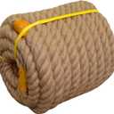 Natural Jute Hemp Rope (1.5 Inch x 150 Feet) Heavy Duty Manila Rope for Docks, Nautical, Railings, Landscaping, Home Decorating