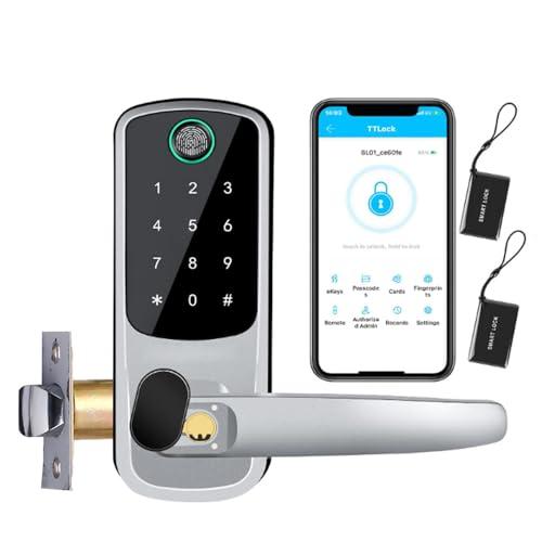Xenocam Smart Door Lock with Handle,Keyless Entry,8-in-1 Fingerprint Door Lock with Keypad - for APP Control - Digital Electronic with Code & Home Hotel Office