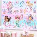 decalmile Under The Sea Mermaid Double Sided Window Clings Ocean Animal Whale Turtle Jellyfish Anti-Collision Glass Doors Window Stickers Decals