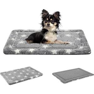 EMPSIGN Dog Crate Pad - Reversible Kennel Mat (Cool & Warm), Machine Washable, Cozy Star Pattern Sleeping Pad for Small Medium Large Dogs, All-Season Pet Bed, Suitable for 24"x18" Dog Crate, Grey