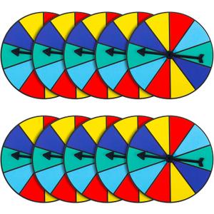 Chivao 20 Pcs Multicolor Game Spinner Wheel Blank Erasable Math Game Spinner Board with Plastic Rotating Arrows for Prizes