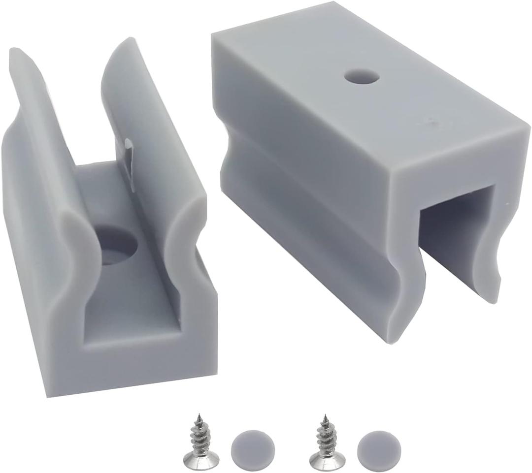 6pcs Shower Door Anti-Collision Block,Furniture Bottom Guide Assembly,for Glass Sliding Door Shower Door Anti-Collision Block,with Screws, (Grey)