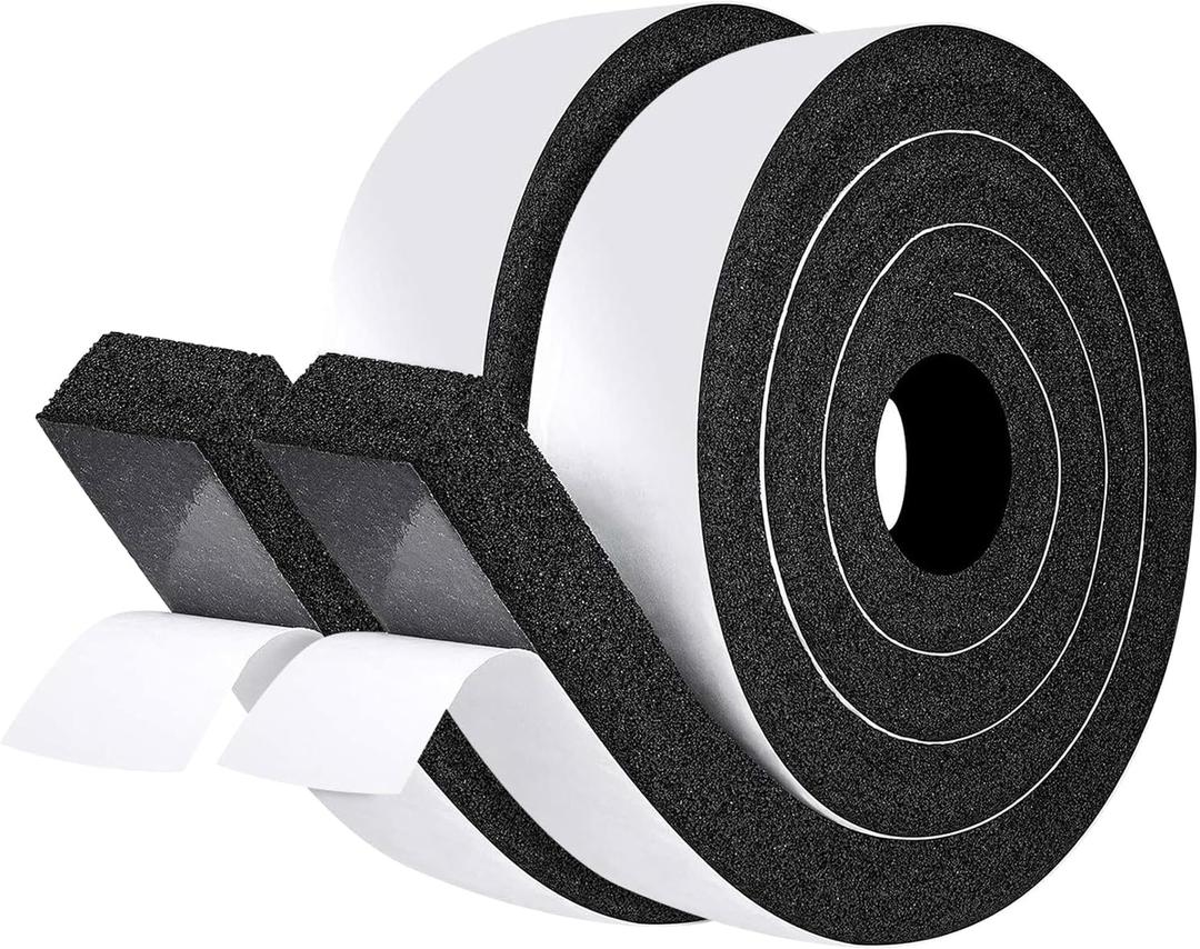 fowong Air Conditioner Window Seal 2 Inch X 1 Inch, Thick AC Weather Stripping High Resilience Foam Sealing Tape Adhesive AC Window Seal Kit 6.5ft Long (6.5ft x 2 Rolls, Black)
