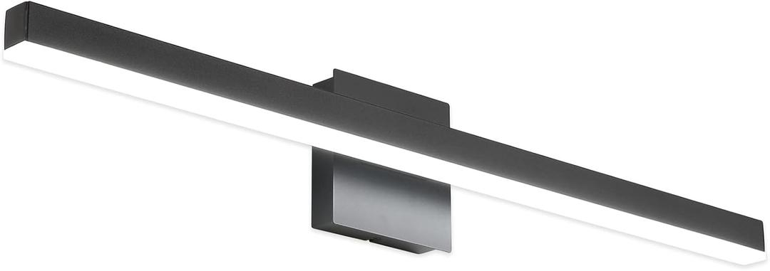 Joossnwell Modern Vanity Light Fixtures Matte Black Aluminum Bar Lighting for Bathroom Lights Over Mirror 31.5" inch LED Wall Lamp Sconce 20W 6000K (Black-Not Dimmable)