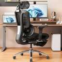 Vonesse Ergonomic Office Chair with Footrest, Desk Chairs with Adjustable 3D Headrest and Armrests, Computer Gaming Chair with Dynamic Lumbar Support & Adjustable Depth Breathable Mesh Seat (Black)