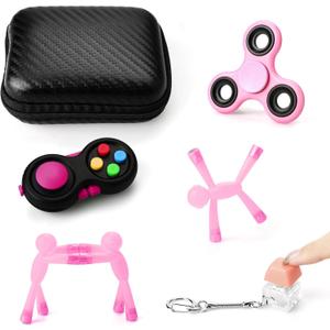 Fidget Pack, 6PCS Fidgets for Adults, Fidget Variety Pack for Classroom, Easter Basket Stuffers, Party Favors, Birthday Gifts, Stocking Stuffers (Pink)