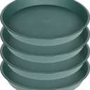 4 Pack of 16 inch Plant Saucer (13.5" Base), Heavy Duty Plastic Plant Tray for Pots, Flower Water Trays for Indoors, Bird Bath Bowls, Plant Drip Saucers for Planter 14"/15"/16" (Green)