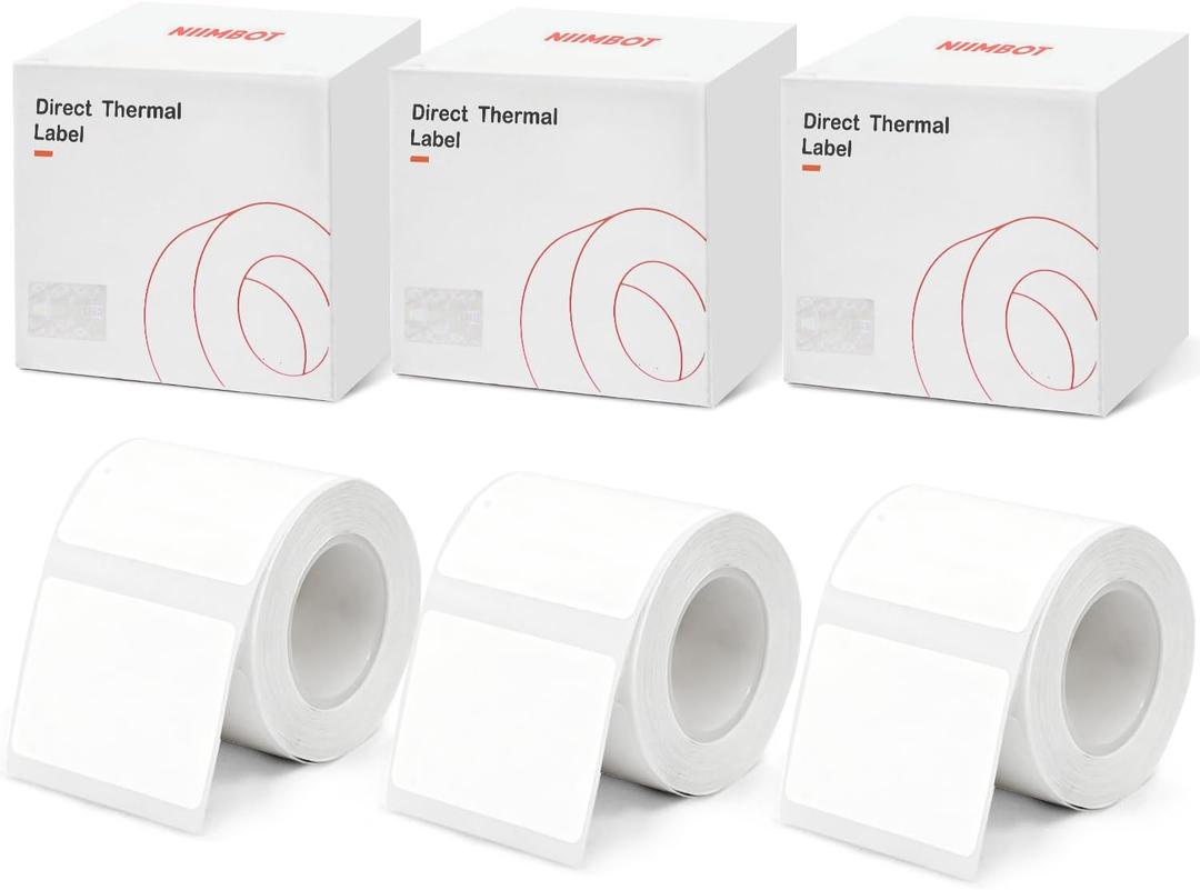 Label Maker Tape for NIIMBOT of Model B1 B21 B31 Printer, 1.57'' x 1.18''/40 30mm, Adapted Labels Printing Paper, Office & Home Labeling Tape Replacement, Thermal Paper Black on White, 3 Rolls