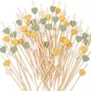 Pinkunn 150 Pcs Sage Green Cocktail Pick 4.7 Inch Long Toothpick for Appetizer Skewer Sandwich Drink Bamboo Food Pick Martini Stick Garnish Party Bar Catering Accessory Baby Shower Wedding Supply