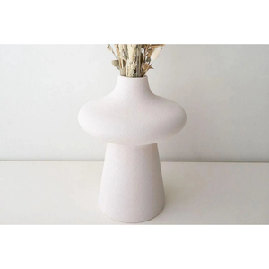 Restaurantware-Table Art Flower Vase 8", 1 Mushroom Decorative Vase - Minimalist, Modern, White Ceramic Piece, Use Fresh Or Artificial Flowers, for Kitchen, Home, Living Room, Office, and More