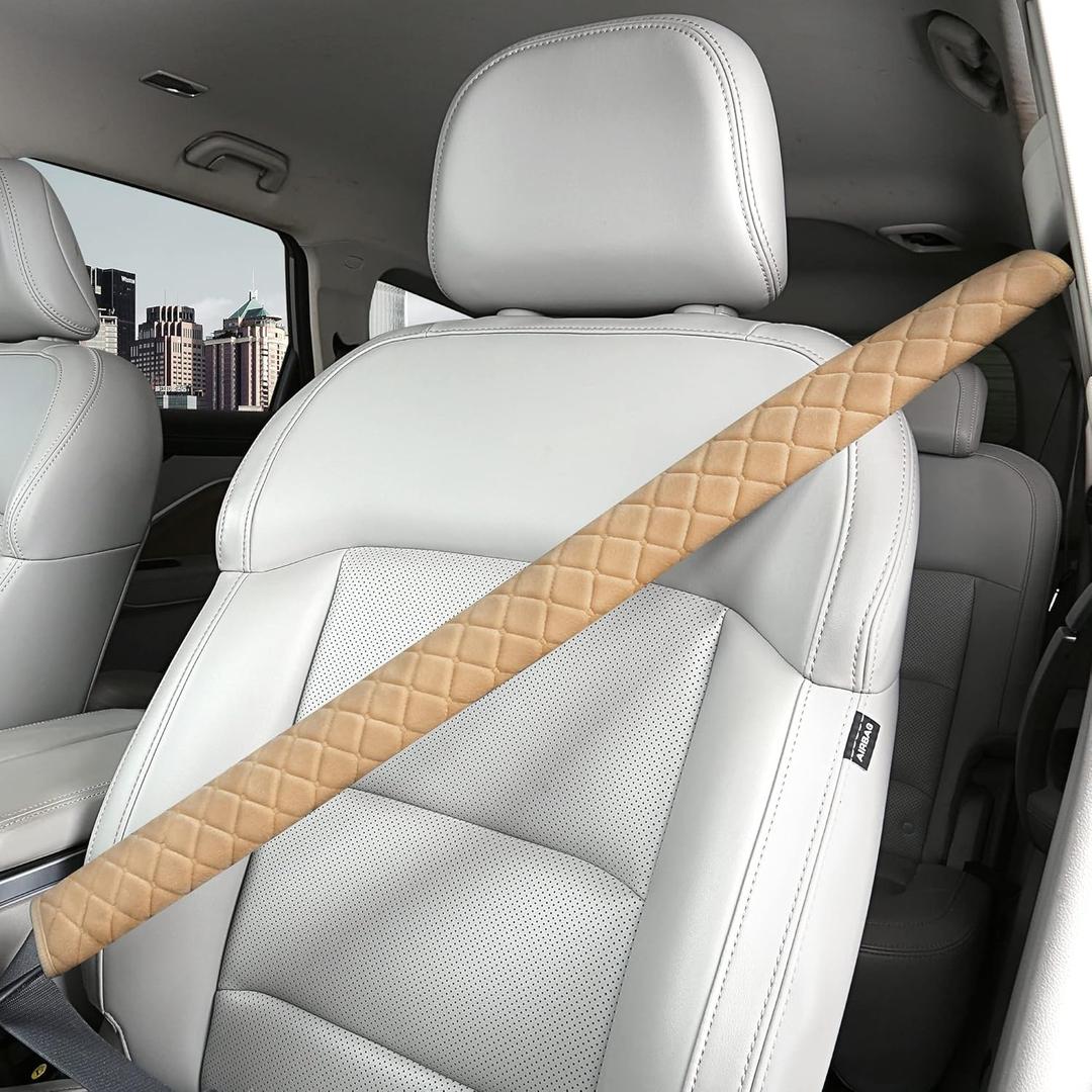 Extra Long Seatbelt Covers for Adults Kids Women & Men, Soft Car Seat Belt Strap Cushion for Sedan, SUV, Trucks, Shoulder Neck Chest Protector Pads, Auto Accessories, 1pc, Beige, 29.5in