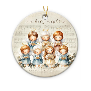 Religious Ornaments for Christmas Tree 2025 - Faith, Catholic Gifts for Women, Families, Friends, Children - O Holy Night Angel Ceramic Ornament - Angel Singing Choir Christmas Ornaments 2 Pack