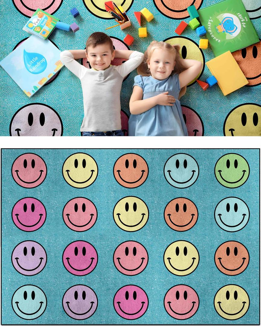 OLEEK Large Classroom Rug Elementary 8x10 - (Washable) Classroom Rugs for Kids Room - Classroom Carpet Elementary - Kids playroom Rug 8 x 10 - Preschool Rugs for Classroom - Schoolgirl Classroom Decor