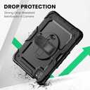 SEYMAC Case for iPad Pro 11 Case 4th/ 3rd/ 2nd/ 1st Gen (2022/2021/2020/2018), Full-Body Shockproof Protective Case with Screen Protector, 360 Rotating Stand and Hand/Shoulder Strap, Black