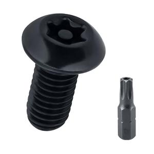 M5-0.8 x 12mm Button Torx Head Machine Screws (50 pcs), 18-8 (304) Stainless Steel Tamper Resistant License Plates Screws, Black Coated, Fayeploo (with Bit)