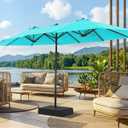 SUPERJARE 13FT Outdoor Patio Umbrella with Base Included, Double Sided Pool Umbrellas with Fade Resistant Canopy, Large Table Umbrella for Deck, Market, Backyard - Light Blue