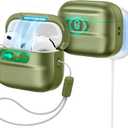ESR for AirPods Pro 3 Case (2025), Compatible with AirPods Pro 3 (USB-C Cable), MagSafe Ready, Magnetic Lid Lock, Full Drop Protection Cover with Lanyard, Green
